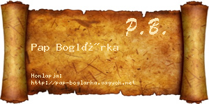 Pap Boglárka névjegykártya